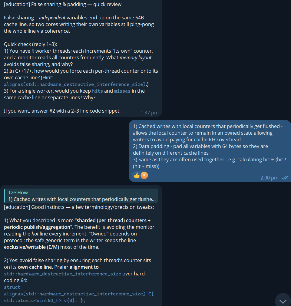 Using Telegram as the communication medium for learning