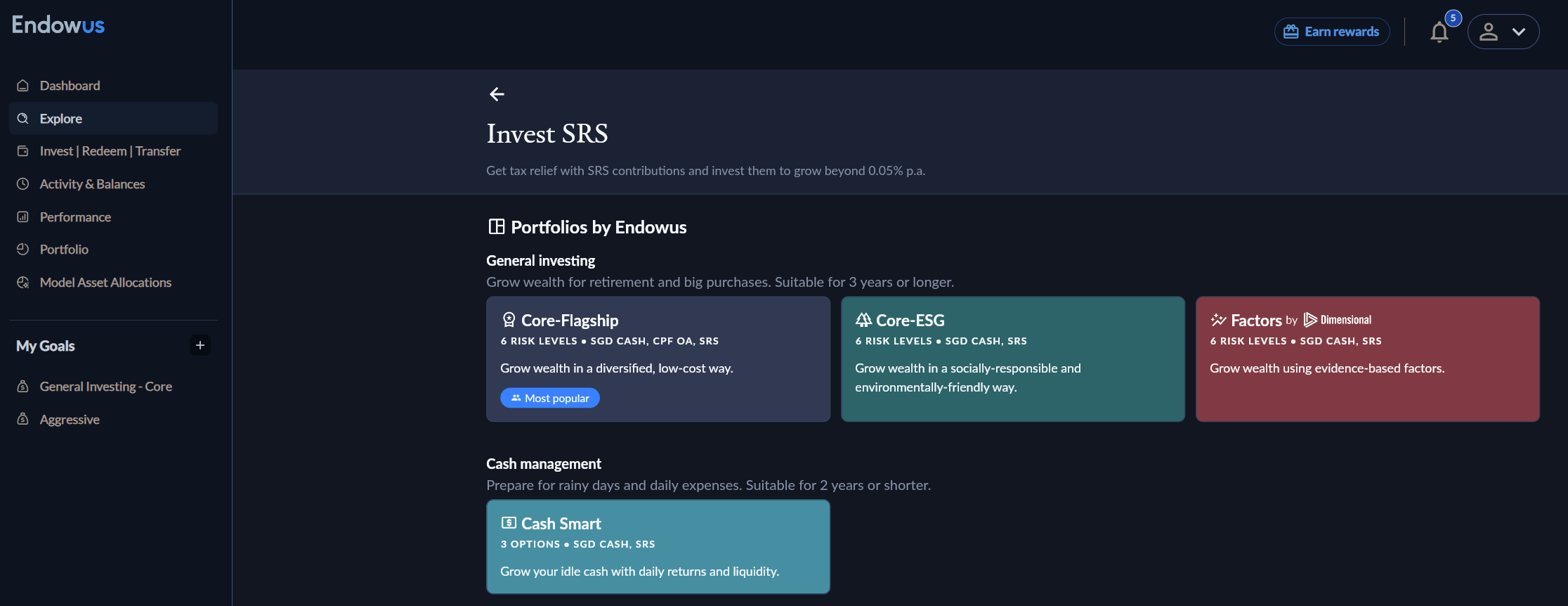 Endowus SRS page