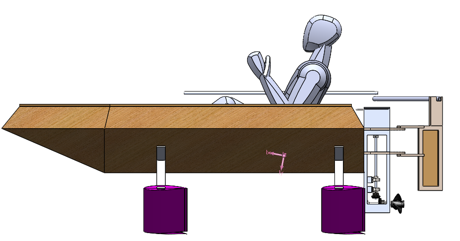 CAD model with centre of gravity labelled