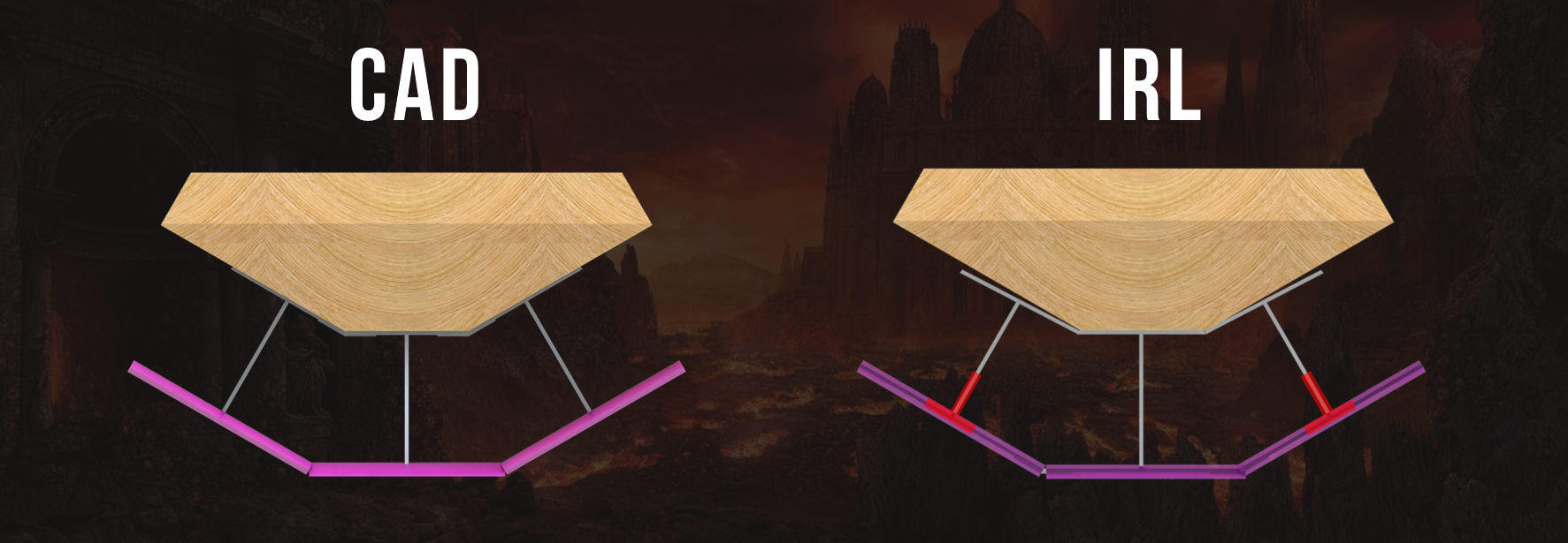 Aluminium frame misaligned with hull