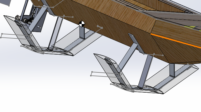 CAD model of hydrofoils — underside view