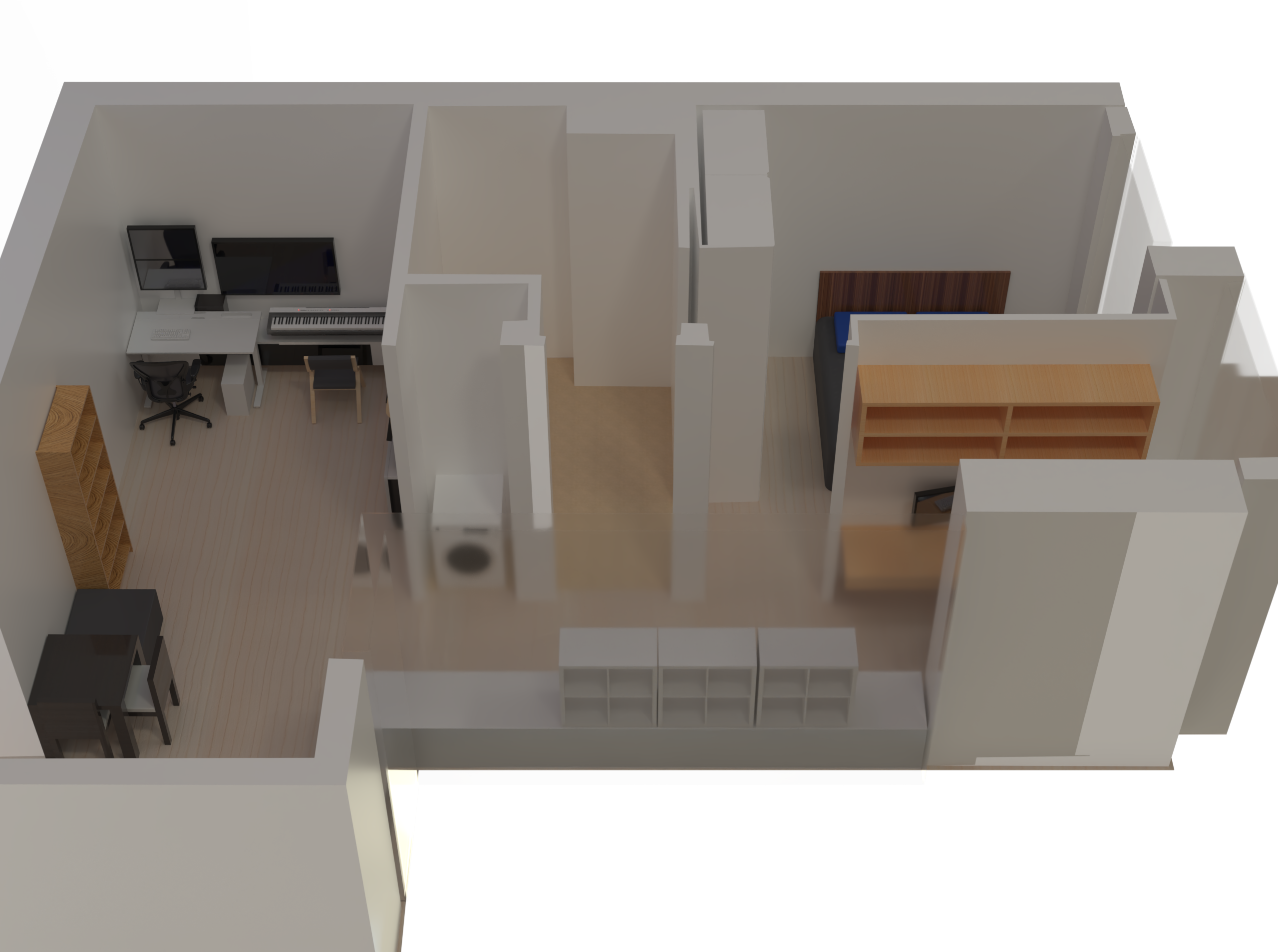 A 3D rendering of proposed arrangements for our furnishings