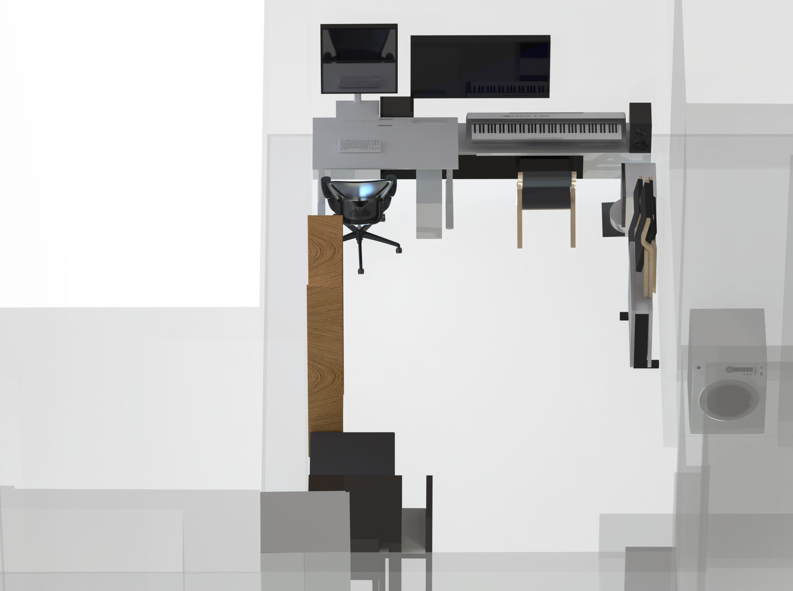When furnishings are fully folded up, we have a nice open living room space that we can use for things like VR gaming